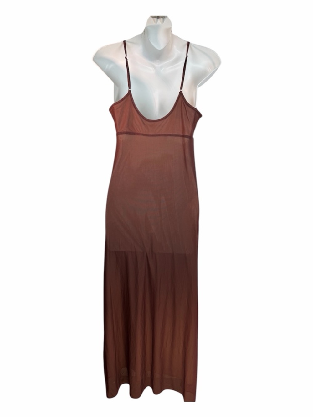 Maxi Slip Dress Kimchi Blue Ginnie Printed Mesh M Floral Brown Botanical Summer - Picture 2 of 12